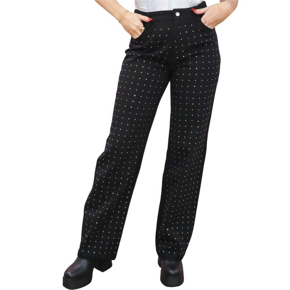 NEW PRETTY GARBAGE rhinestone jeans in black